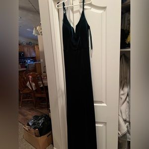 Dark green velvet dress